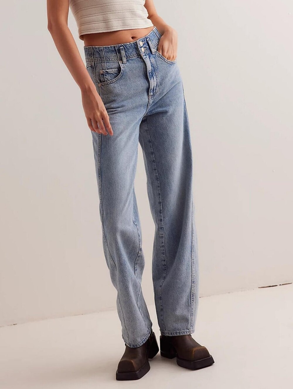 NWT Free People We The Free Aster Straight Leg Jeans Lt-Blue/Opal 26